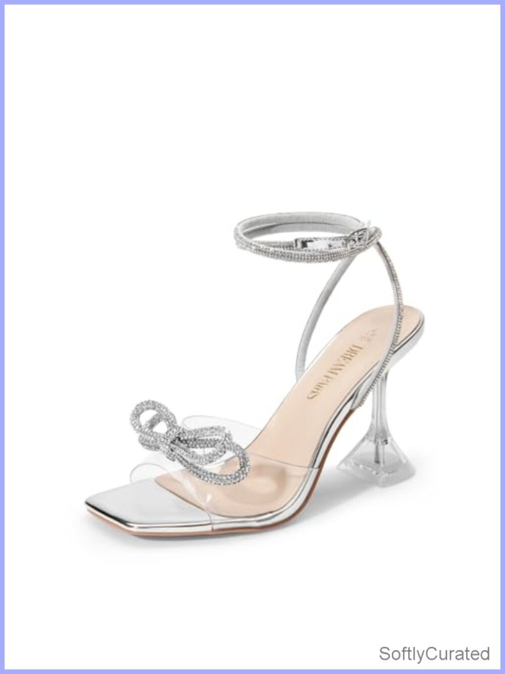 DREAM PAIRS Women Stiletto Bow Heels Strappy Rhinestone Square Toe Sandals